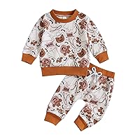 Halloween Clothes Toddler Baby Boy Girl Fall Winter Outfits 2 Piece Long Sleeve Crewneck Pumpkin Sweatshirt Pants Set