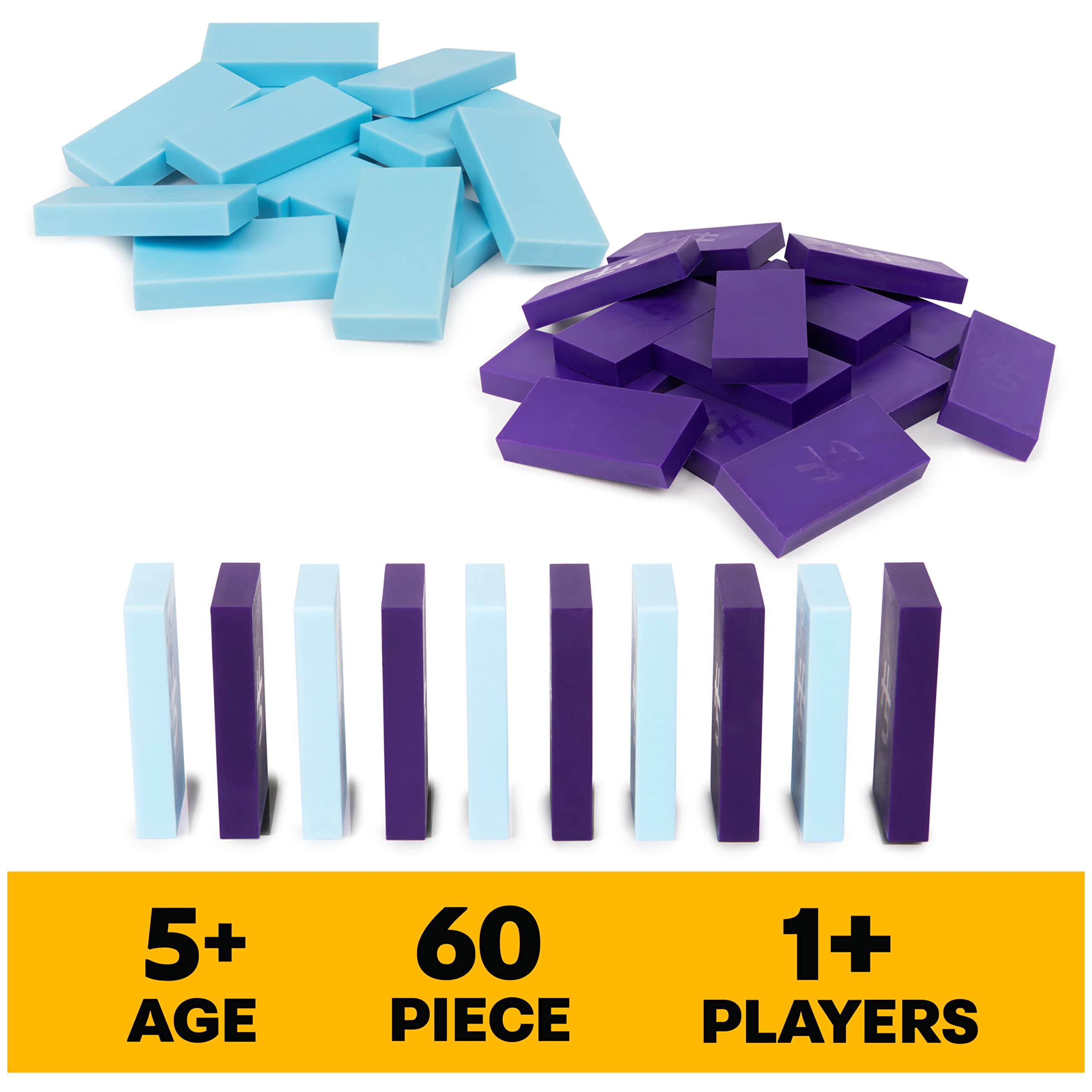 Spin Master Games H5 Domino Creations, 60-Piece Blue/Purple Set by Domino Artist Youtuber Lily Hevesh Classic Family Game, for Adults and Kids Ages 5 and up