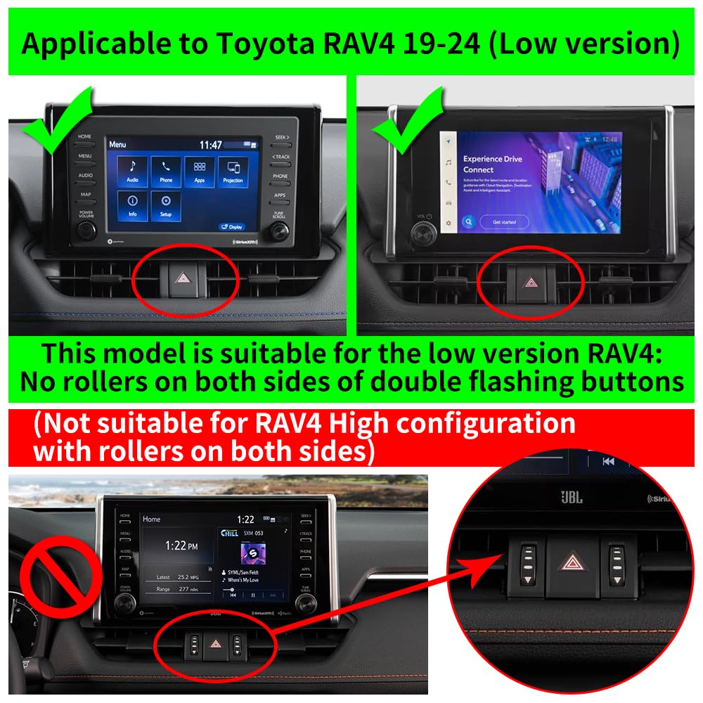 LUNQIN Car Phone Holder For 2019-2024 Toyota RAV4 LX XLE ,2019-2024 Toyota RAV4 Hybrid LE XLE SE Woodland XLE , Prime SE Auto Accessories Navigation Bracket Interior Decoration Mobile Cell Mount case