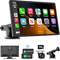 Wireless Carplay Touchscreen with 4K Dash Cam: Portable Apple Carplay & Android Auto Car Stereo, Car Audio Receivers with 1080p Backup Camera, GPS Navigation, Bluetooth (9 inches)