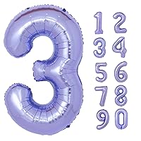 40 inch Purple Number 3 Balloon, Giant Large 3 Foil Balloon for Birthdays, Anniversaries, Graduations, 3rd Birthday Decorations for Kids