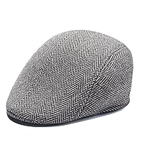 ARG Men's Gatsby Tweed Baker Boy Hat Herringbone Newsboy Cap One Size