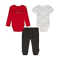 Calvin Klein Baby Boys Creeper & Pant 3-piece Set, Everyday Casual Wear, Ultra-soft & Comfortable Fit