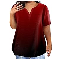 Fashion Plus Size Women's Casual Short Sleeve Round Neck Gradient Print T-Shirt Summer Tops Loose Fit Blouse