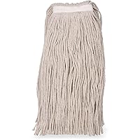 Flo-Pac Cotton Mop Head, Cut-End, Narrow Band with White Band for Organized Cleaning, 36 Inches, Tan