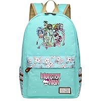 Sturdy Monster High Graphic Backpack Cute Cartoon Knapsack-Lightweight Daypack for Travel,Outdoor, Cyan 1