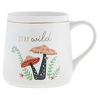 Karma, 18 oz Ceramic Flora Mug - Cute Coffee and Tea Mug - Ceramic Coffee Mugs for Women and Men, Mushroom