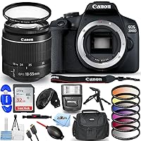 Pixel Hub Canon EOS 2000D / Rebel T7 with 18-55mm III Lens - Accessory Bundle Includes: 32GB Ultra SD, Slave Flash, 6PC Gradual Color Filter Kit, Gadget Bag, Tripod and More (Renewed)