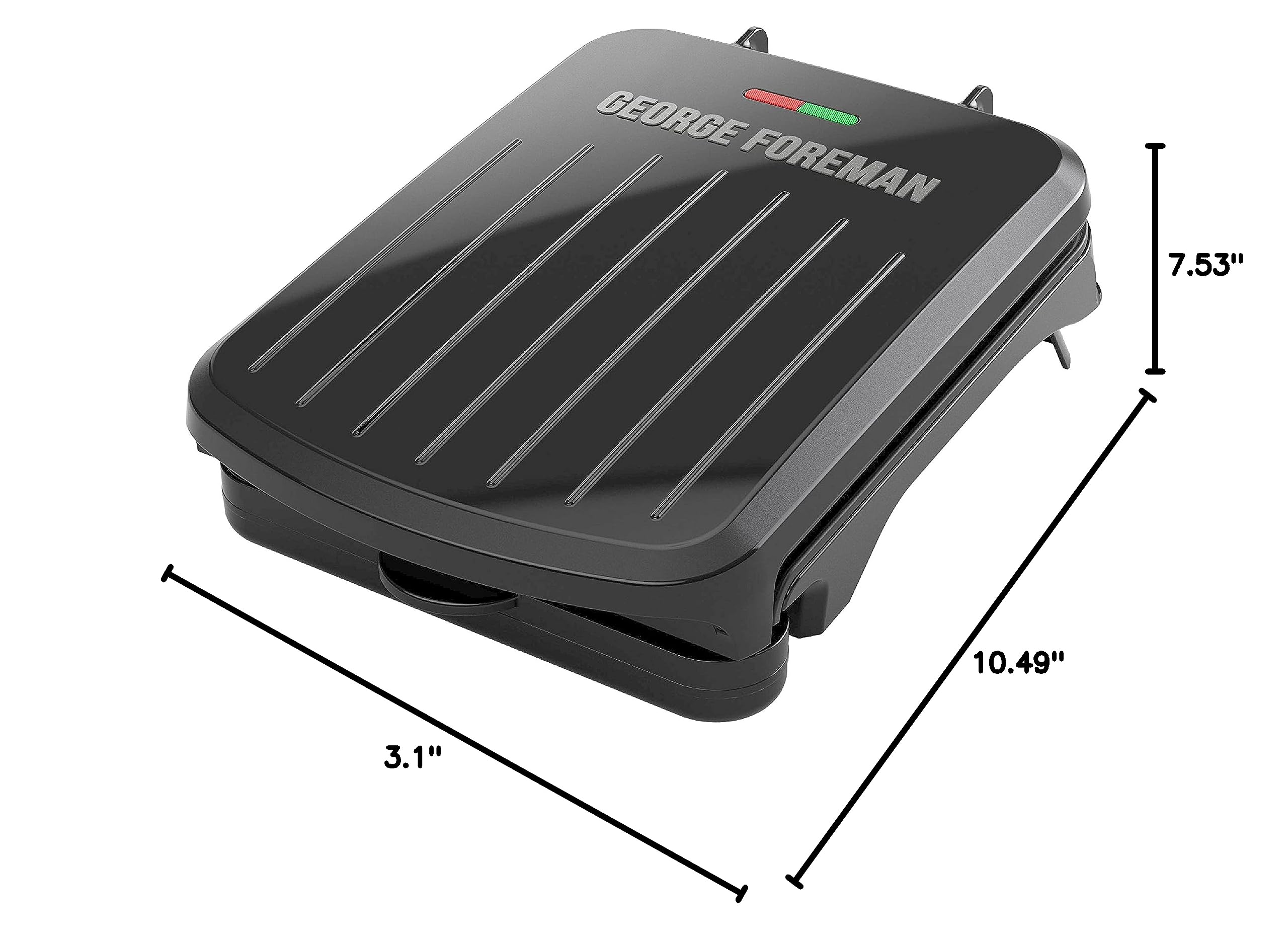 George Foreman 2-Serving Classic Plate Electric Indoor Grill and Panini Press, Black, GRS040B