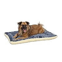 MidWest Homes for Pets Reversible Paw Print Pet Bed in Blue / White, Dog Bed Measures 35L x 21.5W x 3.5H for Intermediate Size Dogs, Machine Wash