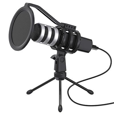 YOTTO USB Microphone Kit 192KHz/24bit Condenser Computer PC Mic Cardioid  Studio Recording Vocal Microphone for Voice Overs Podcasting PC Gaming  Streaming  with Pop Filter, Tripod, Shock Mount 