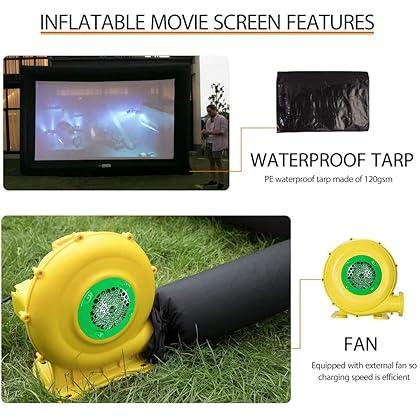 VIVOHOME 16 Feet Indoor and Outdoor Inflatable Blow up Mega Movie Projector Screen with Triangle Base and Carry Bag for Front and Rear Projection