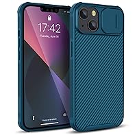CloudValley Designed for iPhone 13 Case with Slide Camera Cover, Shockproof Soft Rubber Bumper & Hard Back Protective Case for iPhone 13 (2021) - Blue