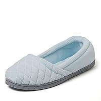Dearfoams womens Katie Velour Secure-fit Closed Back Memory Foam Comfort Slip on Loafer With Rubber Sole