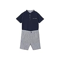 Mayoral Linen short w/polo set for Boys Navy