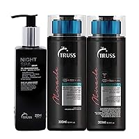 Truss Night Spa Hair Serum Overnight Treatment Bundle with Miracle Shampoo and Conditioner Set