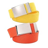 2 Unisex Cotton Canvas Belt with Military Flip-Top Silver Alloy Buckle for Sports Climbing Hunting,Width Approx. 3.8cm
