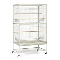 Prevue Pet Products Wrought Iron Flight Cage with Stand, Large Birdcage for Pets, Metal Cage Standing Birdcage, Chalk White