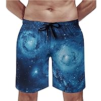 Blue Universe Space Galaxy Swim Trunks Quick Dry Summer Beach Swimming Trunks Men's Casual Shorts
