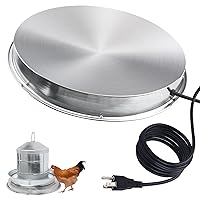 Chicken Water Heater 15 in for 5 Gallons Chicken Drinker, 125W Poultry Waterer Heated Base with Thermostat and 9.8ft Power Cord for Metal Drinking Fountains Chicken Coop