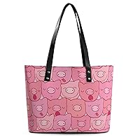 Womens Handbag Pigs Pink Leather Tote Bag Top Handle Satchel Bags For Lady