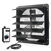 VENTISOL 24 Inch Exhaust Shutter Fan, with Variable Speed Controller, 1.2A 4,250 CFM Wall Mounted Vent Fans for Greenhouse, Garage, Attic, Shed, Warehouse, Factory, Black