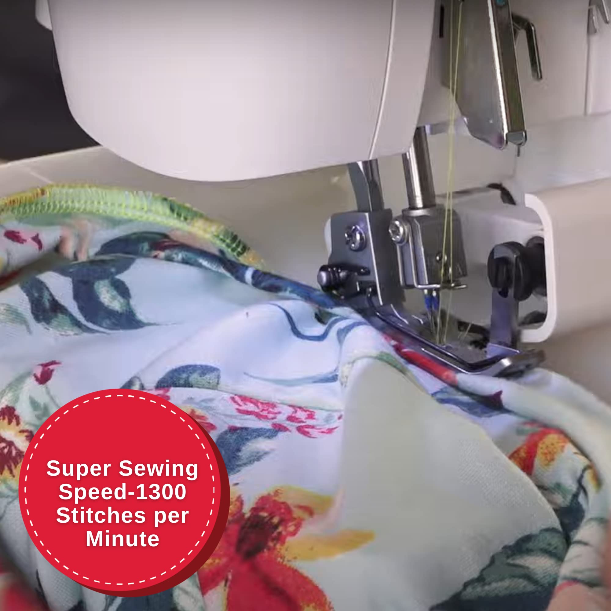 SINGER | S0100 Serger Overlock Machine With Included Accessory Kit - 2/3/4 Thread Capacity - 1300 SPM - Free Arm, White