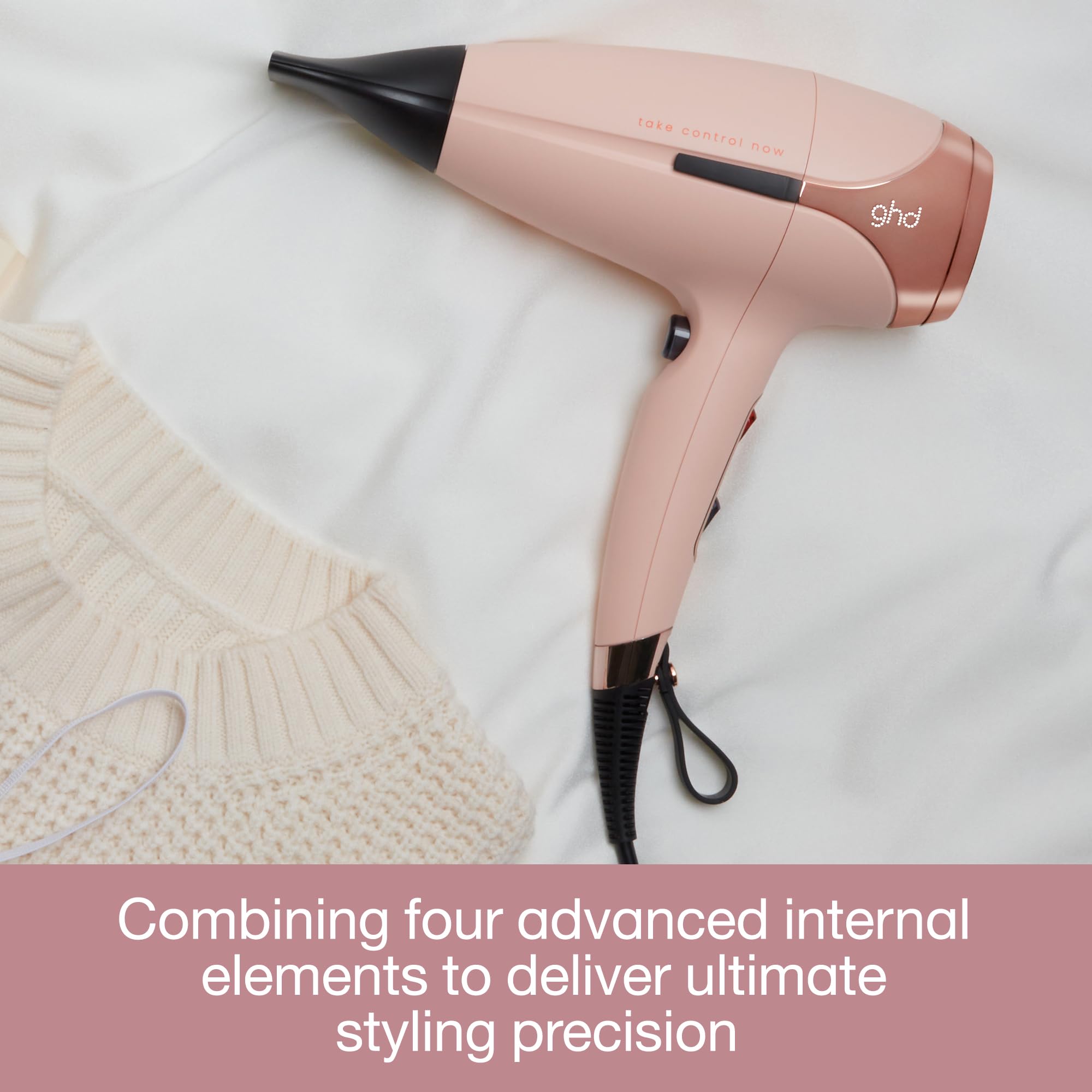 ghd Helios Hair Dryer ― 1875w Professional Blow Dryer, Longer Life + Brushless Motor Lightweight Hair Dryer for Salon-Worthy Blowout ― Pink Peach, Charity Collection