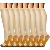 Bluemaple Copper Compression Socks For Women & Men Circulation (8 Pairs) - Best for Running,Hiking,Travel,Pregnancy