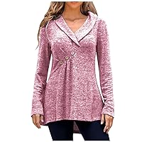 RMXEi Women's O-Neck Long Sleeve Bottoming Button-Down with Large Lapel Knit Top