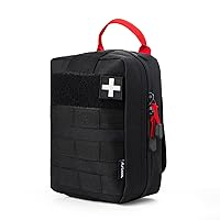 Flissa Tactical Molle Pouch, Rip-Away Design First Aid Bag, Durable 900D Oxford Medical Pouch, EDC, IFAK (Black, Bag Only)