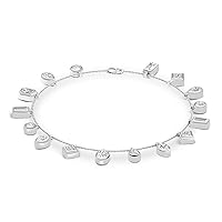 10k White Gold 1ct TDW Diamond Charm Station Chain Bracelet Gift for Women (I-J, I2)
