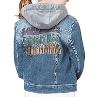Somebody's Bomb Ass Photographer Kids' Hooded Denim Jacket - Great Gifts - Items for Photography Lovers