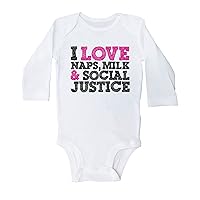 Feminist Onesie, I LOVE NAPS MILK & SOCIAL JUSTICE, Unisex Feminism Baby Outfit, Feminist Infant Clothes, Blm, Lgbtq+