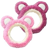 WHAVEL 2PCS Spa Headband Cute Headband for Washing Face, Bear Ears Makeup Headband Kawaii Skincare Headbands Face Wash Headband Soft Facial Headband Hair Band (Pink, Rose)