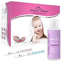 Easy@Home 100 Ovulation and 20 Pregnancy Test Strips + Premom Fertility Lubricant 2Fl Oz