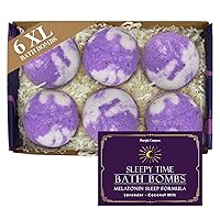 Purple Canyon Bath to Bed Natural Bath Bombs | Calming and Relaxing Sleep Support with Melatonin | Lavender and Coconut Milk Scented Handmade Bath Bombs Set