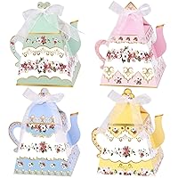 24Pcs Mini Flower Tea Party Gift Box Teapot Candy Box Vintage Style Tea Party Supplies For Wedding Birthday Baby Shower Party Favor Box Paper Gift Bags For Tea Party Decorations