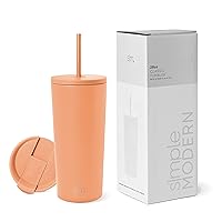 Simple Modern Insulated Tumbler with Lid and Straw | Iced Coffee Cup Reusable Stainless Steel Water Bottle Travel Mug | Gifts for Women Men Her Him | Classic Collection | 20oz | Apricot
