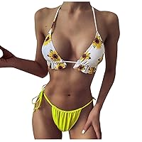 Board Shorts Women Sets Plus Size Bikini Two Sunflower Print Women Piece Swimwears Tankinis Set