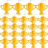 Amyhill 24 Pcs Race Car Trophy Cups With Straws and Lids 12 Oz Plastic Race Car Birthday Party Supplies And Favors For Kids Adults Props Rewards Winning Prizes Competitions (Gold)