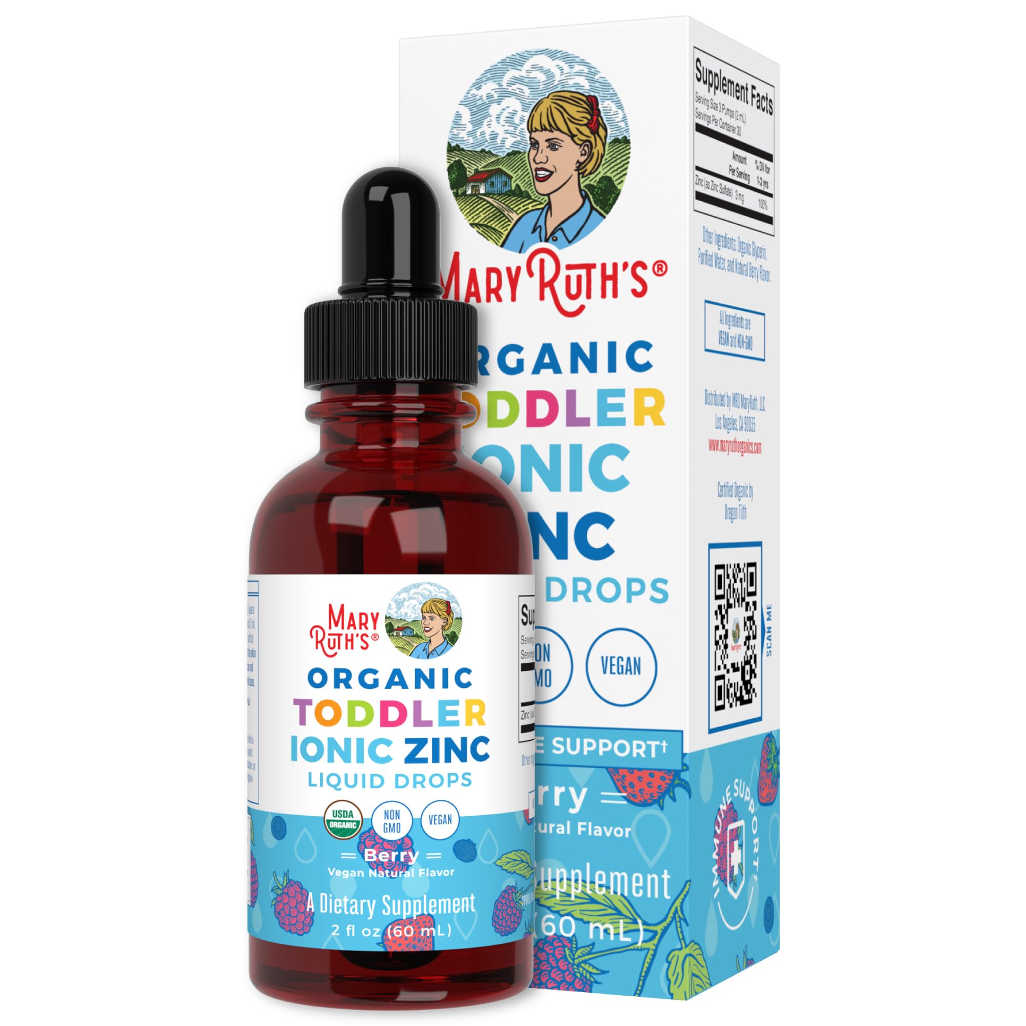 MaryRuth's Toddler Liquid Ionic Zinc Sulfate with Organic Glycerin for Immune Support | Vegan | Formulated for Ages 1-3 | 1 Month Supply | 2 Fl Oz