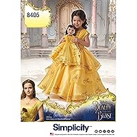 Simplicity 8405, Disney Beauty and the Beast Princess Belle Costume for Girls and 18'' Dolls Sewing Pattern, Sizes 3-8