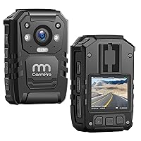CammPro I826 1296P HD Police Body Camera,128G Memory,Waterproof Premium Portable Body Worn Camera with Audio Recording Wearable,Night Vision,GPS for Law Enforcement, Black