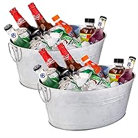 Ice Buckets for Parties - Galvanized Beverage Tub, Beer Buckets for Bars, Large Wine Ice Buckets, Drink Buckets, 2 Pack x 2.5 Gallons