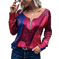 Women Large size V neck Long Sleeves Sweatshirts 1/4 Half Zip Up Casual Loose Fit Tunic Fashion Pullover Shirts Tops