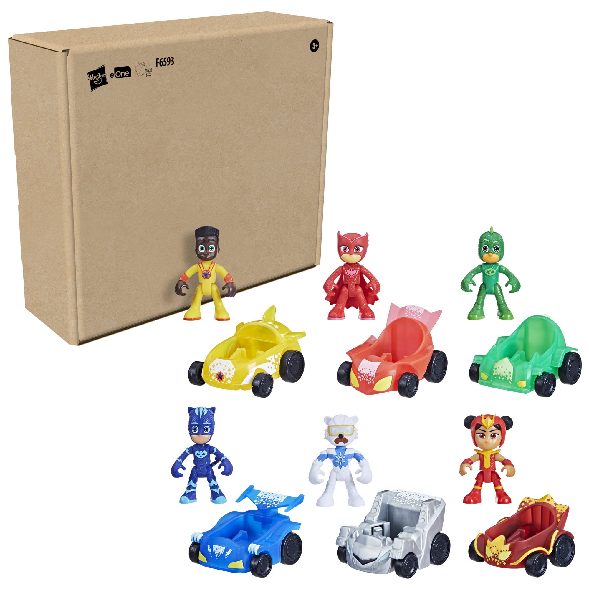 PJ Masks Power Heroes Racer Collection Preschool Toy with 6 Action Figures and 6 Vehicles for Kids 3 Years Up