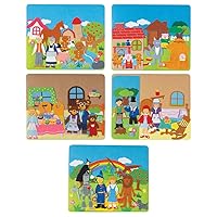 Constructive Playthings Classic Stories Felt Board Story Sets, Flannel Board for Preschool Learning Activities, With Three Little Pigs, Goldilocks, Red Riding Hook, Red Hen and Gingerbread Boy, 3+