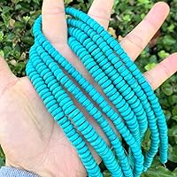 5 Strands Adabele Natural Blue Magnesite Gemstone 6mm Imitated Turquoise Loose Rondelle Stone Beads (525-575pcs Total) for Jewelry Craft Making GR-E6