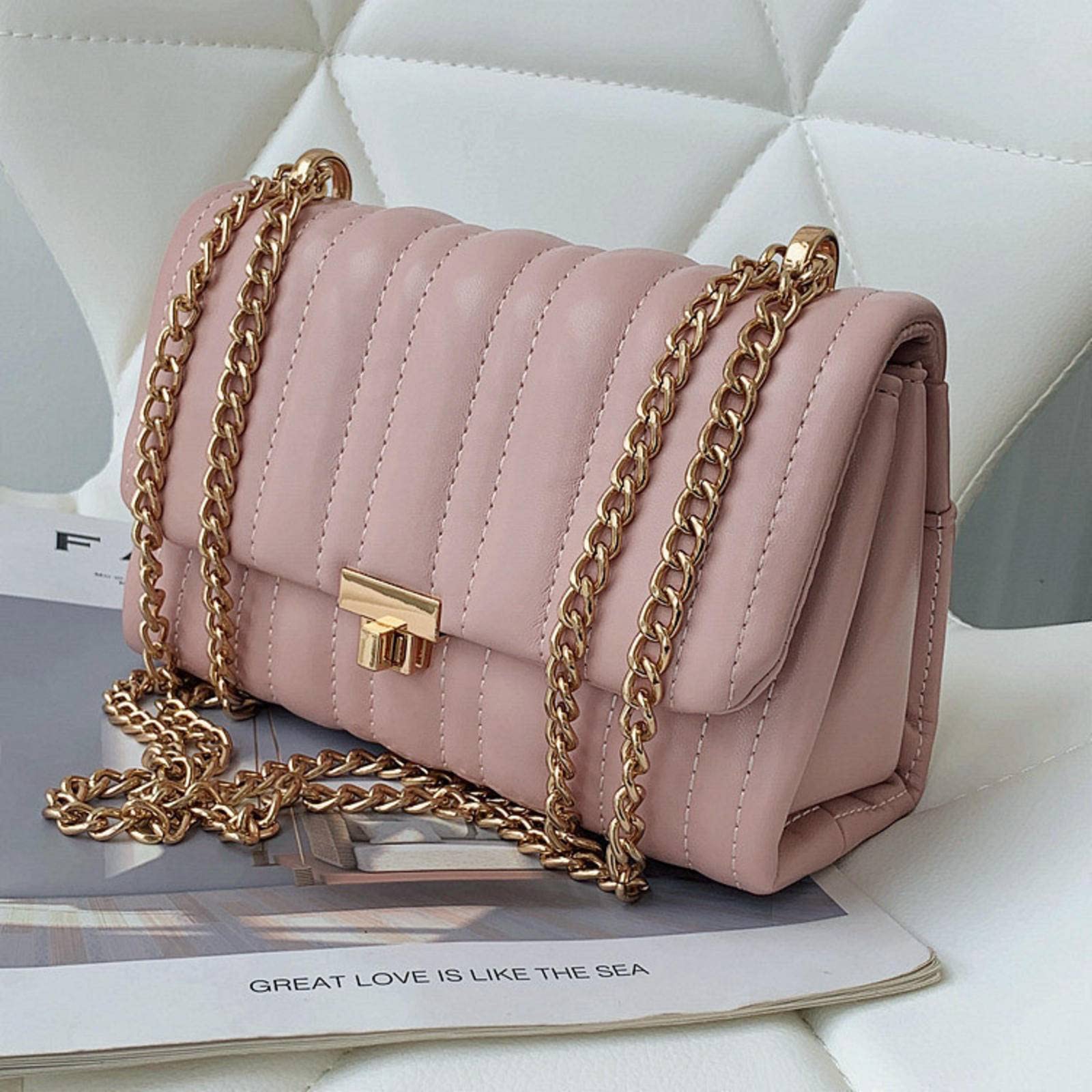 Women's Chain Bag, New Fashion Simple Embroidery Thread Shoulder Bag Crossbody Underarm Rhombus Soft Leather Small · Chanel Style Bag